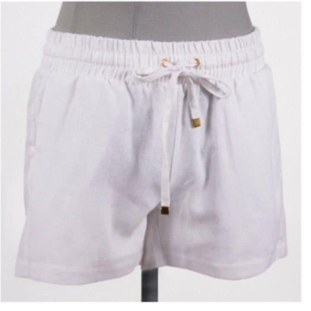 CRUISE SHORTS. white linen. NWT small SUMMER bottoms ELASTIC waist, drawstring